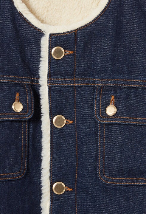 Veste denim fausse fourrure