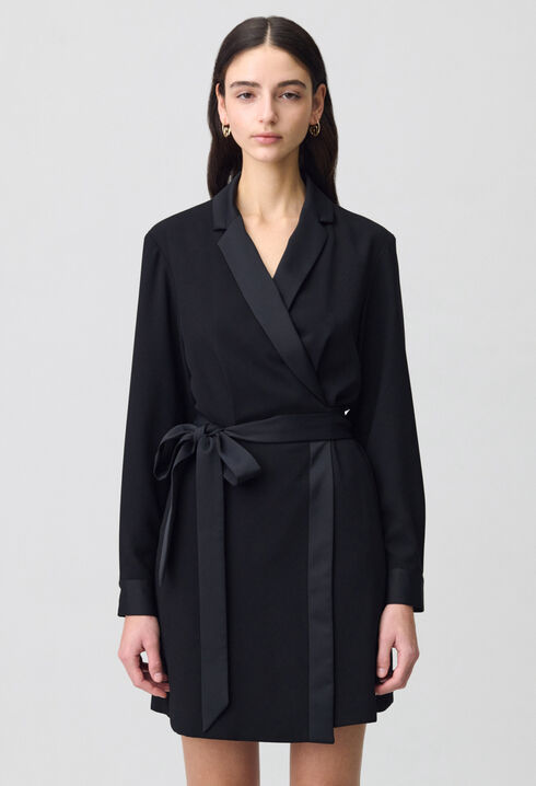 Robe cache-cœur col tailleur