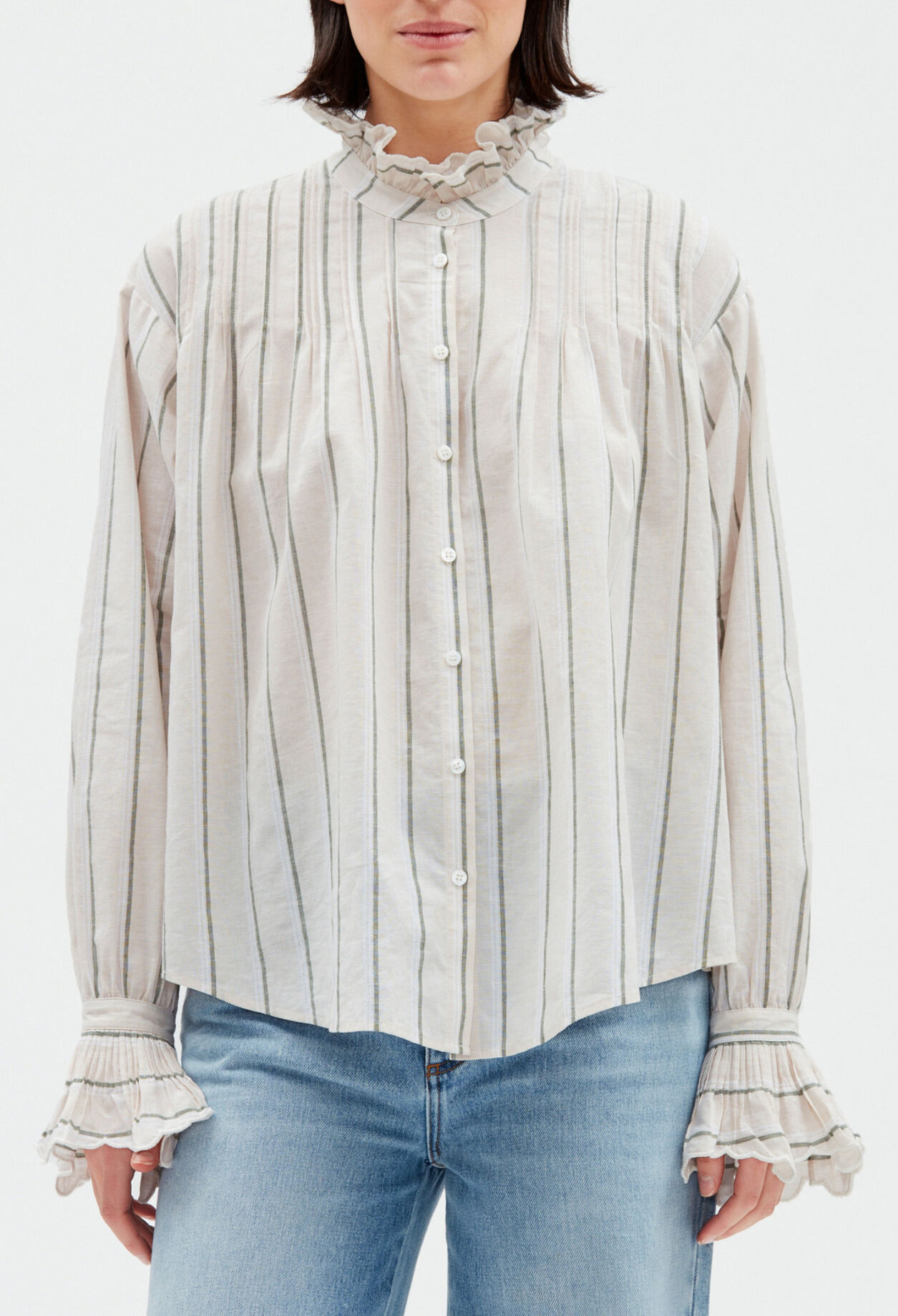 Chemise rayée à volants