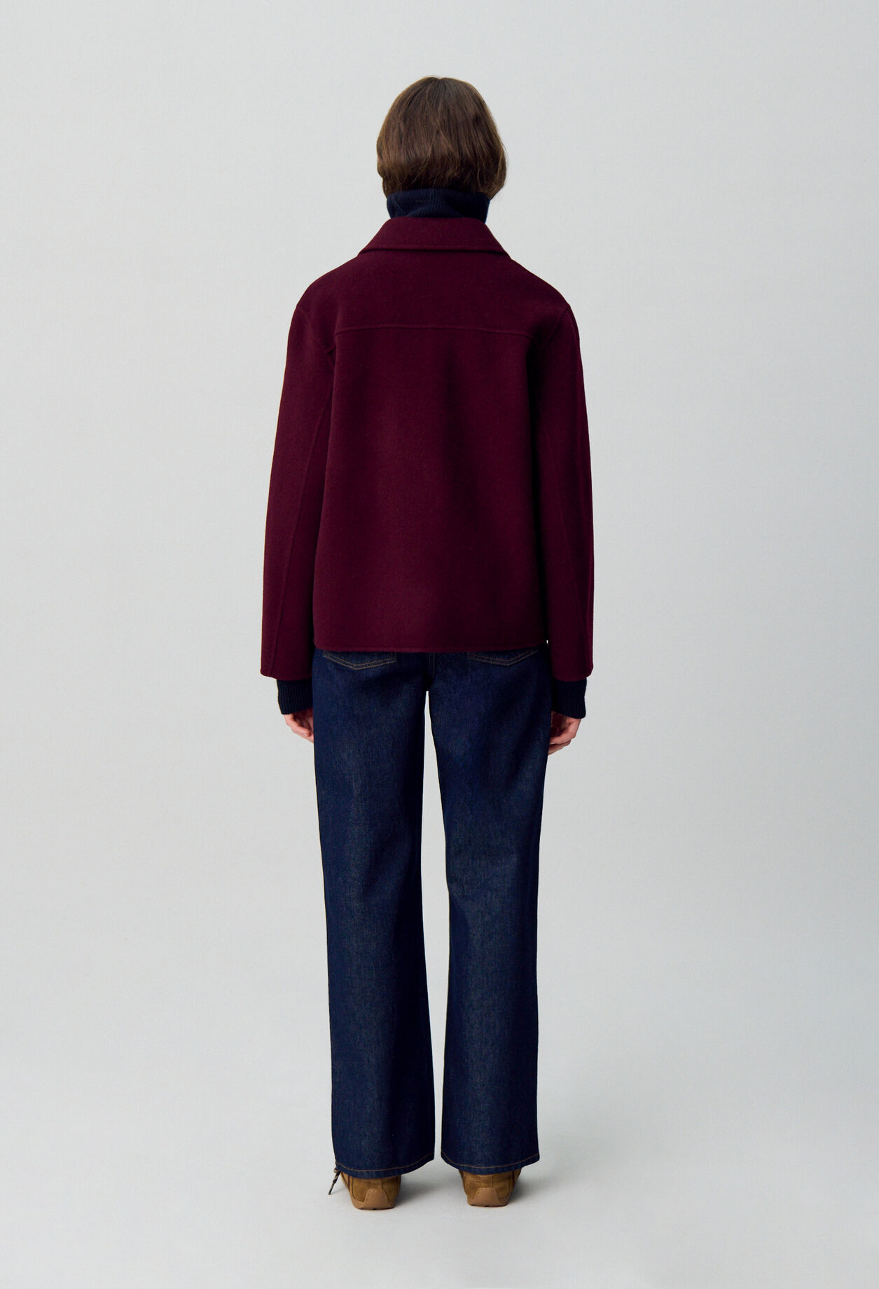 Short Wool Coat with Fringes