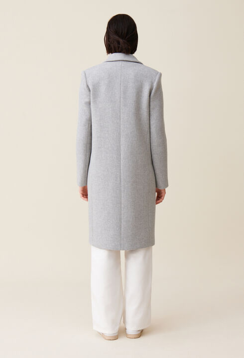 Manteau mi-long tailleur gris clair