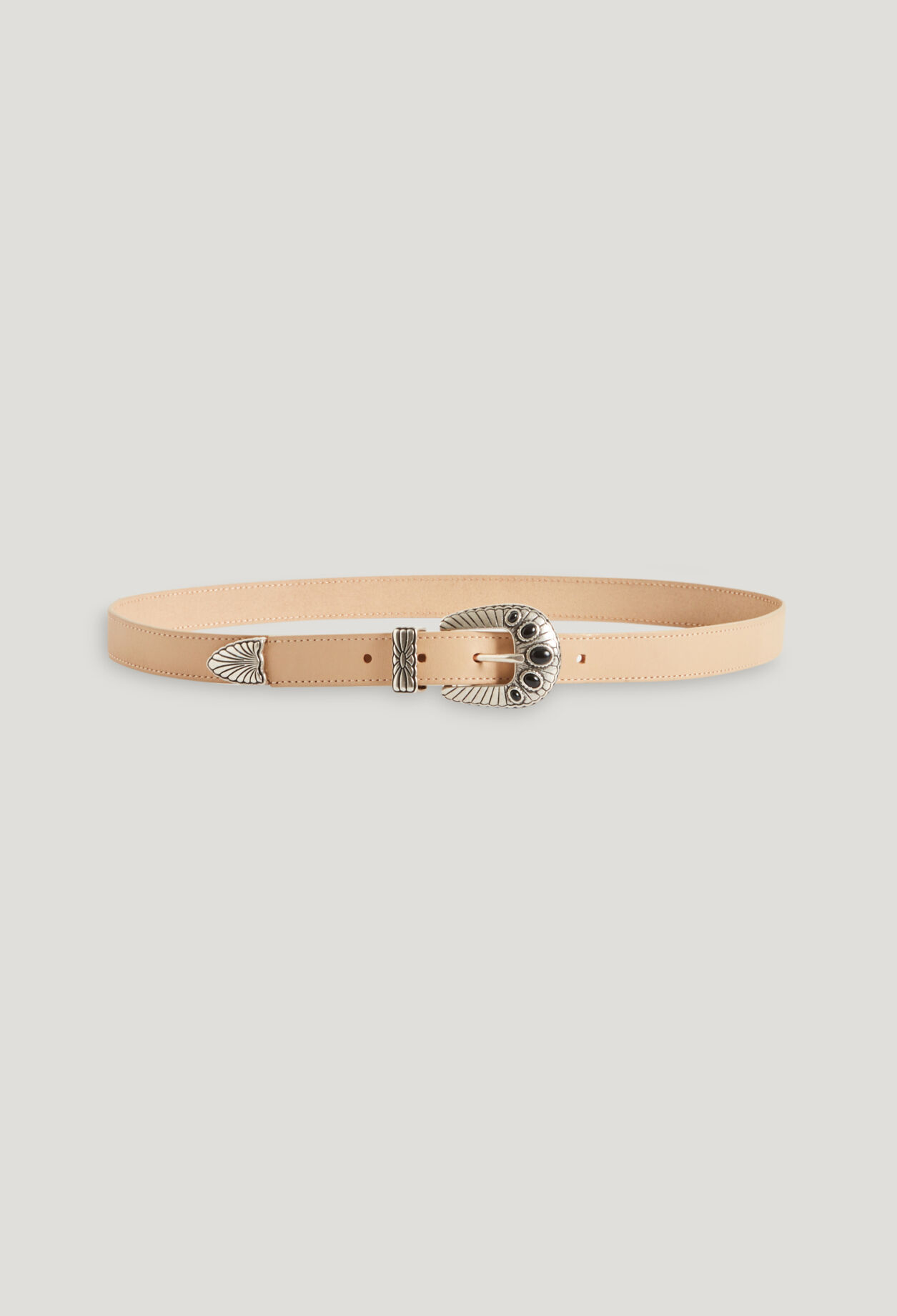 Beige leather belt