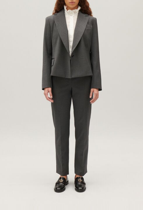 Flecked grey wrapover suit jacket