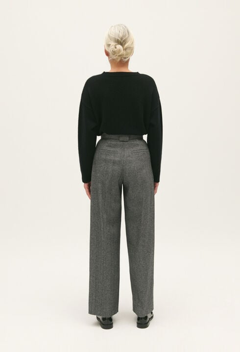 Two-tone wide-leg trousers