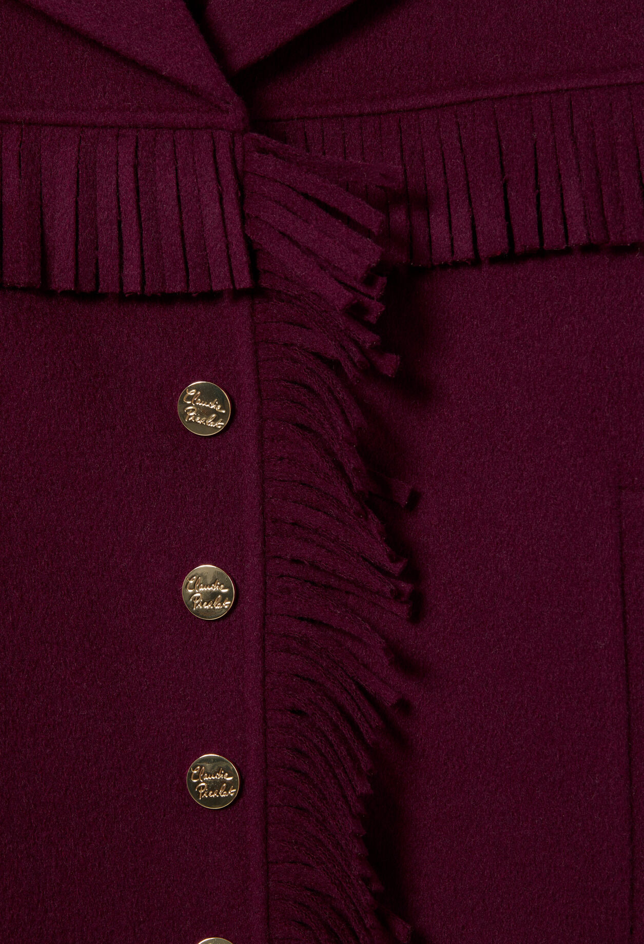 Short Wool Coat with Fringes