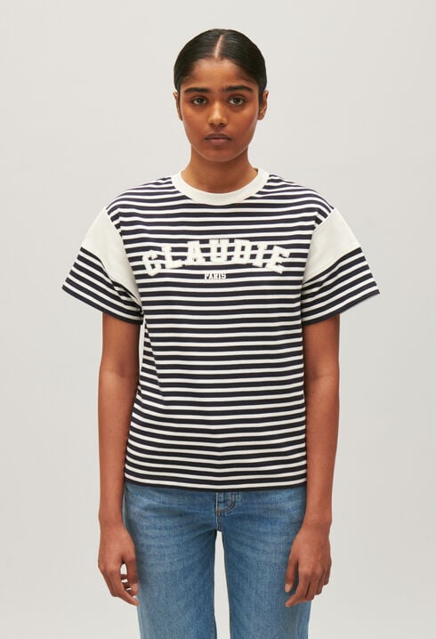 Two-tone striped T-shirt