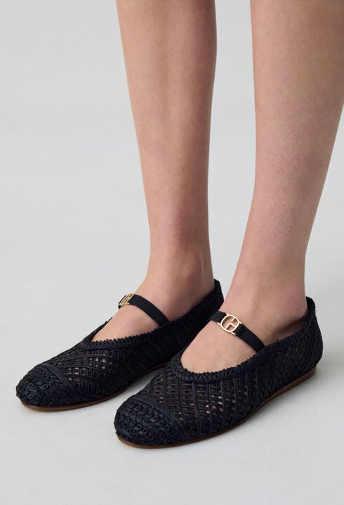 Ballerine tressée cuir