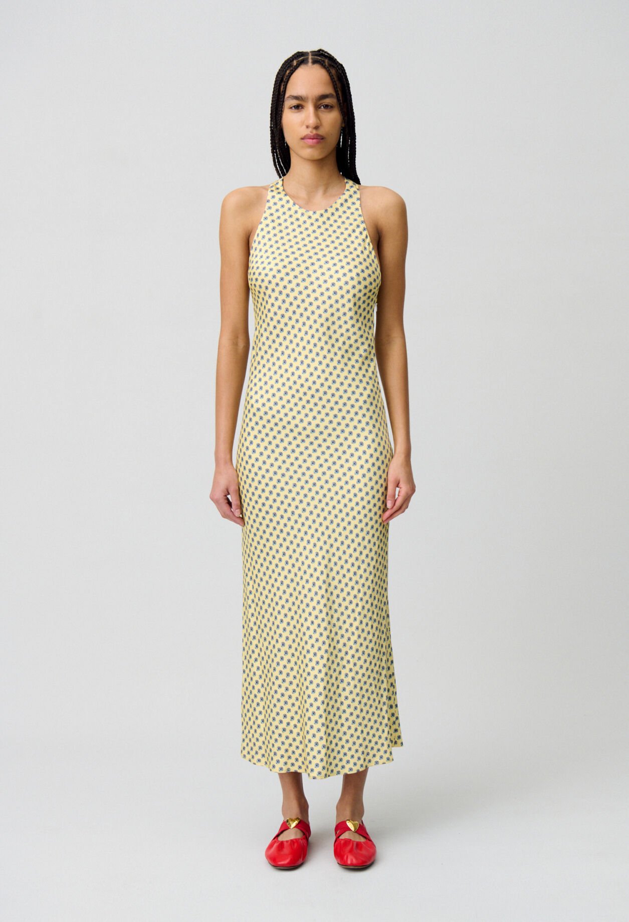 Robe longue satinée
