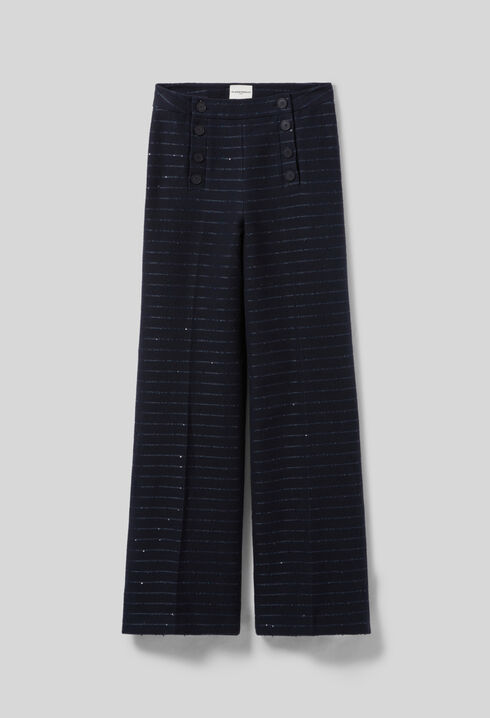 Pantalon droit rayé à pont