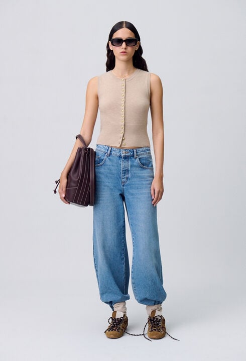 Top maille boutonné