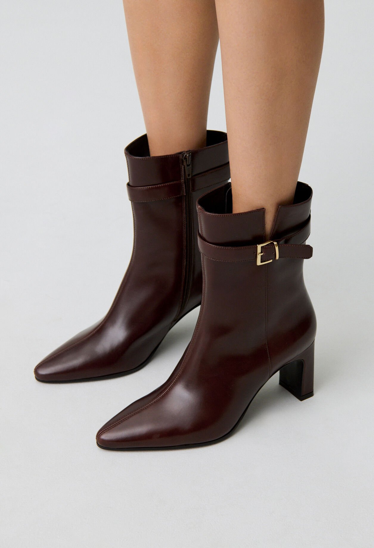 Leather heeled ankle boots
