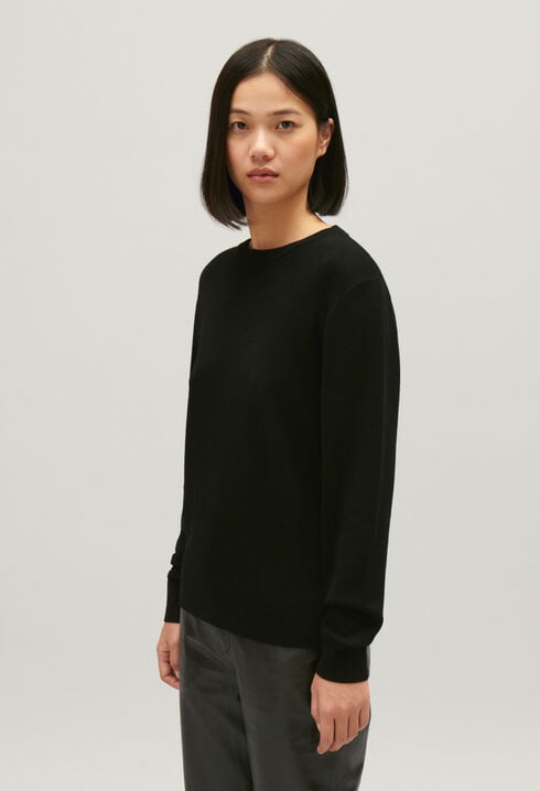 Pull laine col montant noir