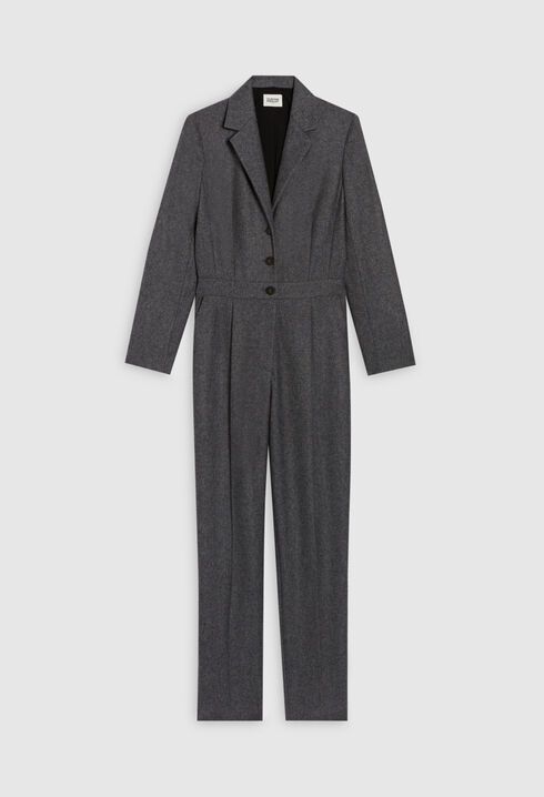 Heather grey long-sleeved jumpsuit