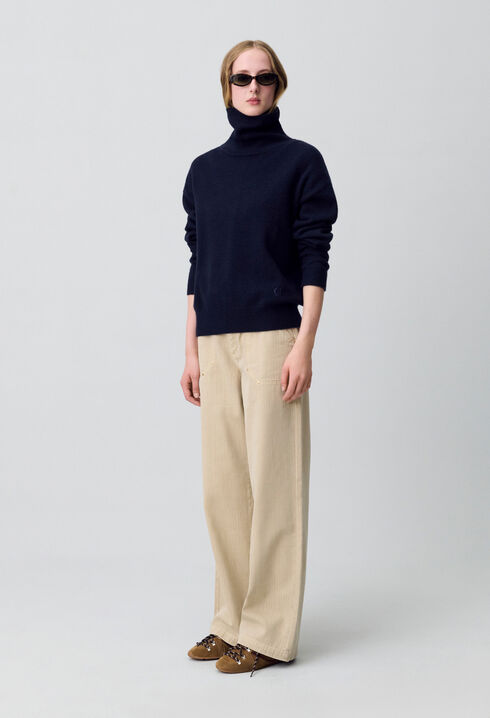 Pull cachemire bleu marine