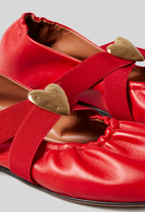 Ballerines cuir cœur doré
