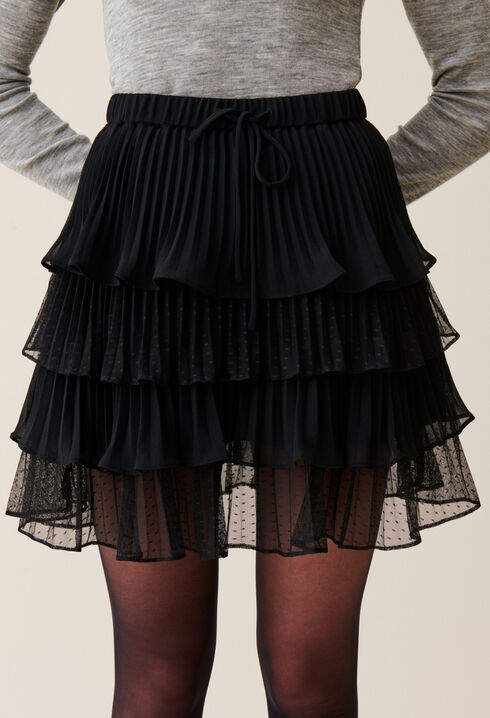 Jupe courte noire volants