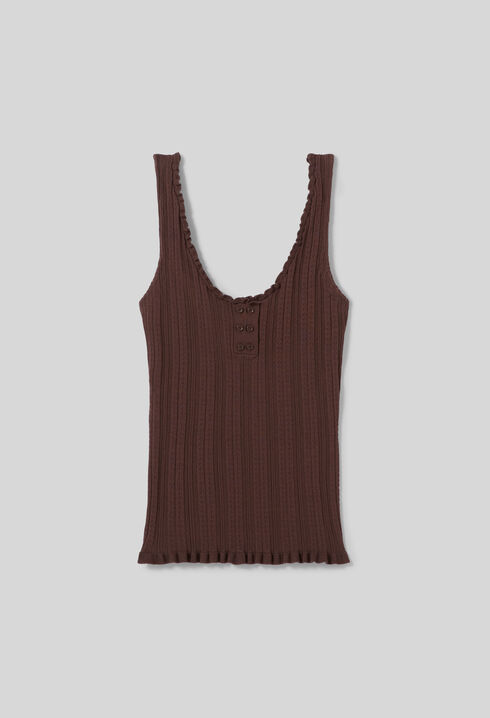 Ruffle pointelle knit tank