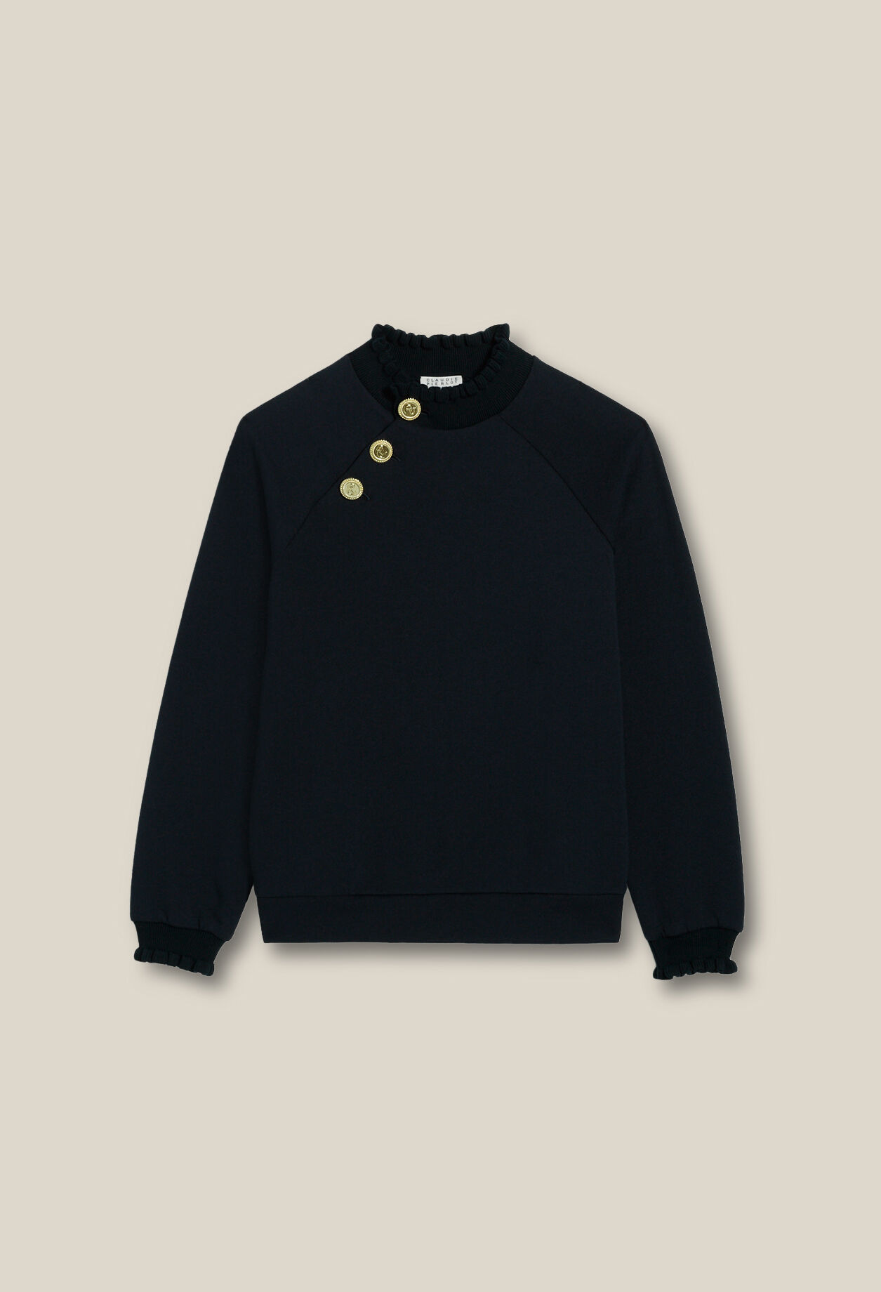 Sweatshirt col boutons marine 