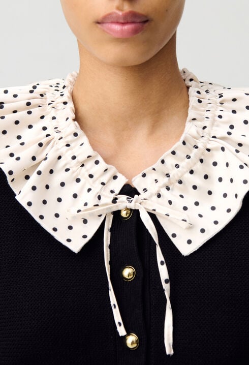 Cardigan maille fine avec col