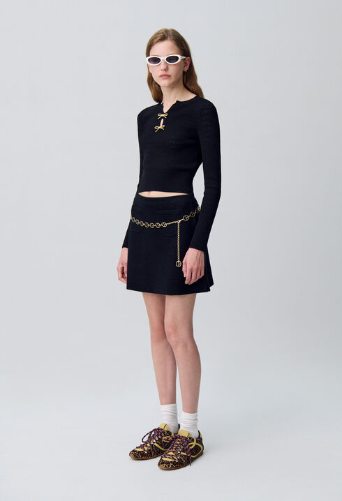 Fine knit bow jumper