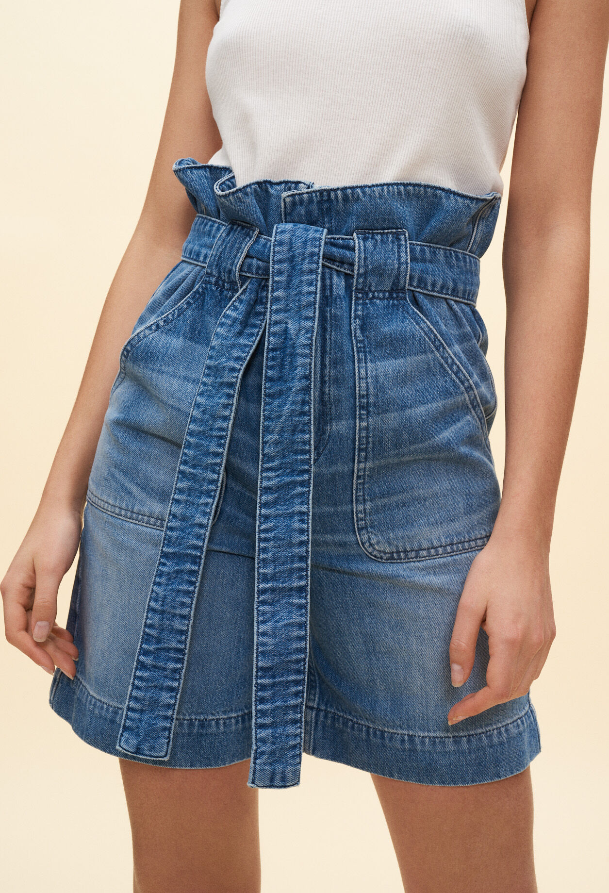 High-waist denim shorts