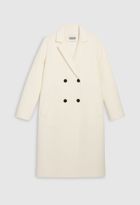 Manteau écru droit mi-long