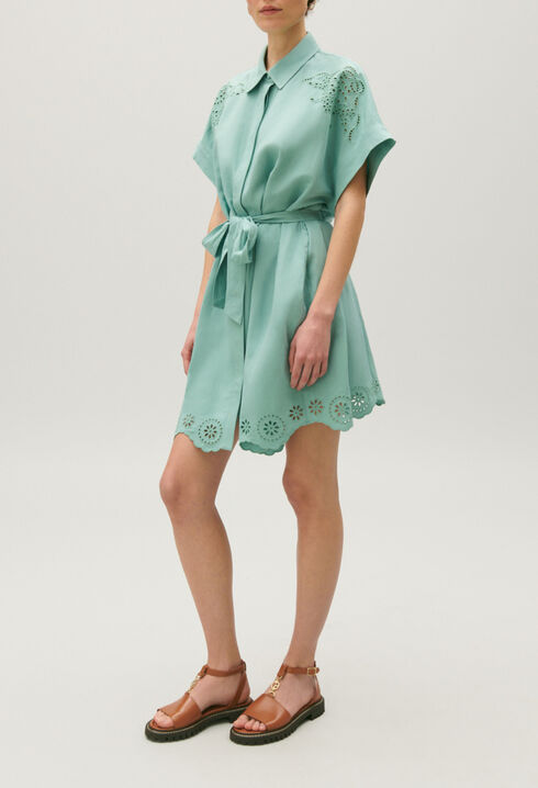 Robe chemise courte broderie anglaise