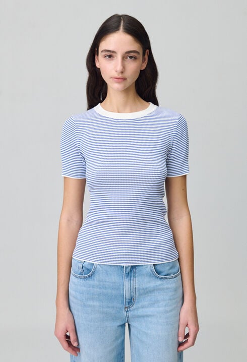 Fine-Knit Breton Stripe Top