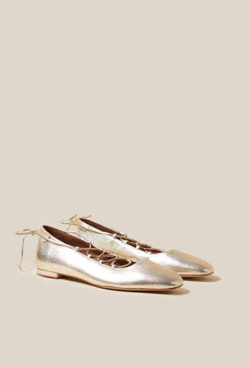 Ballerines cuir doré