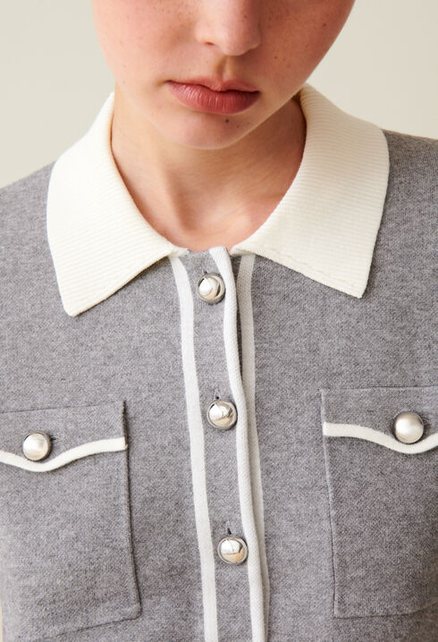Light grey collared cardigan