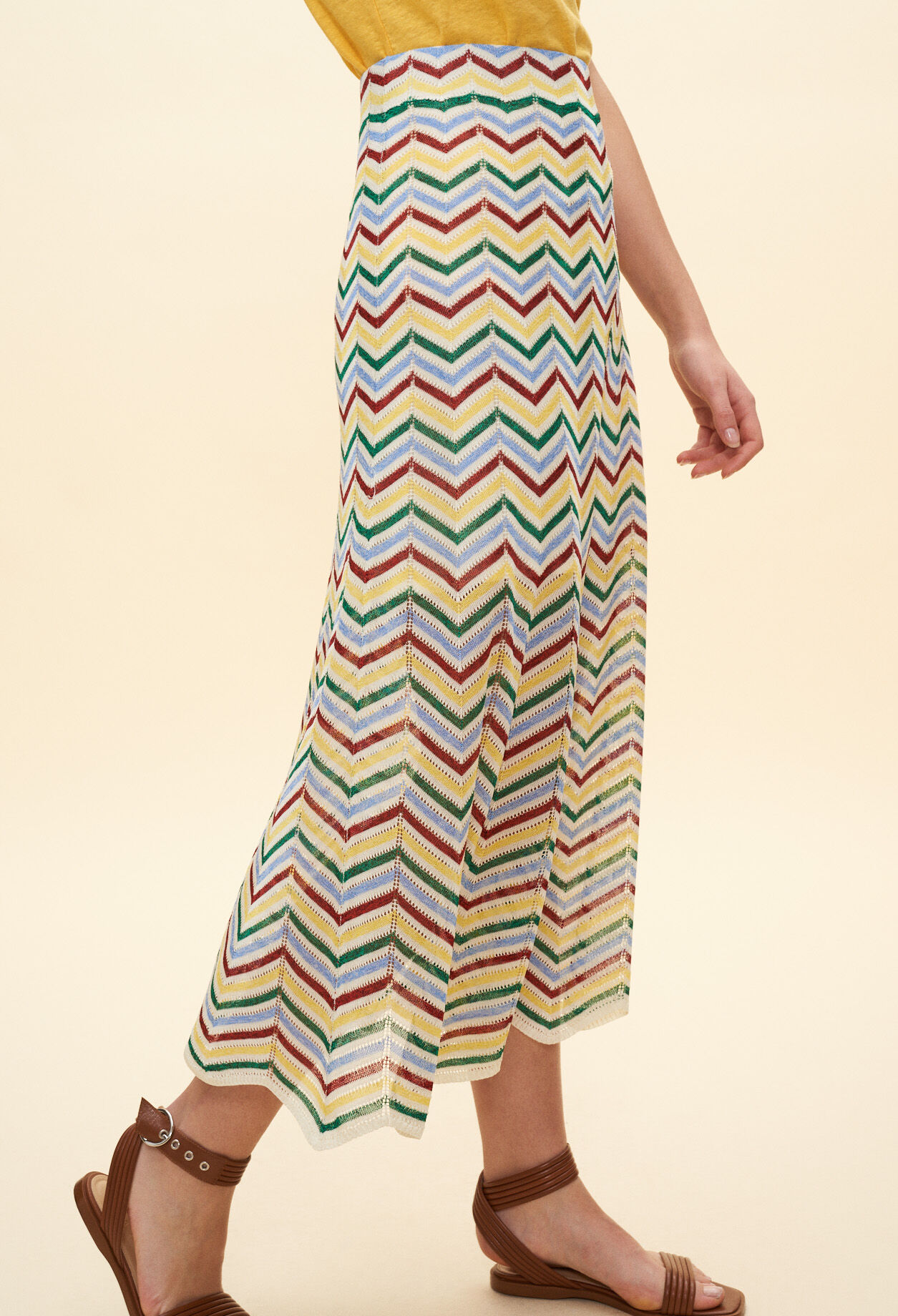 Graphic-pattern long skirt