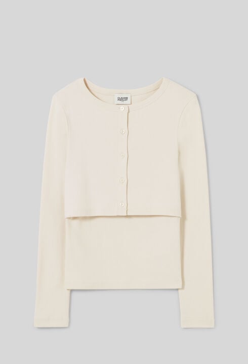 Cotton Cardigan T-Shirt Set