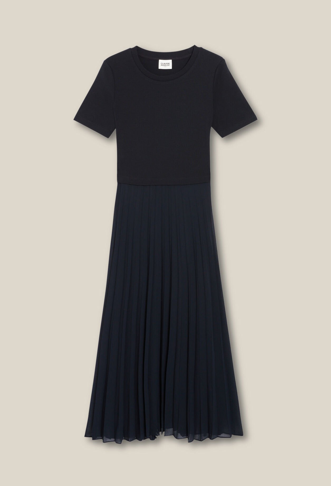 Long dual-fabric Teli dress