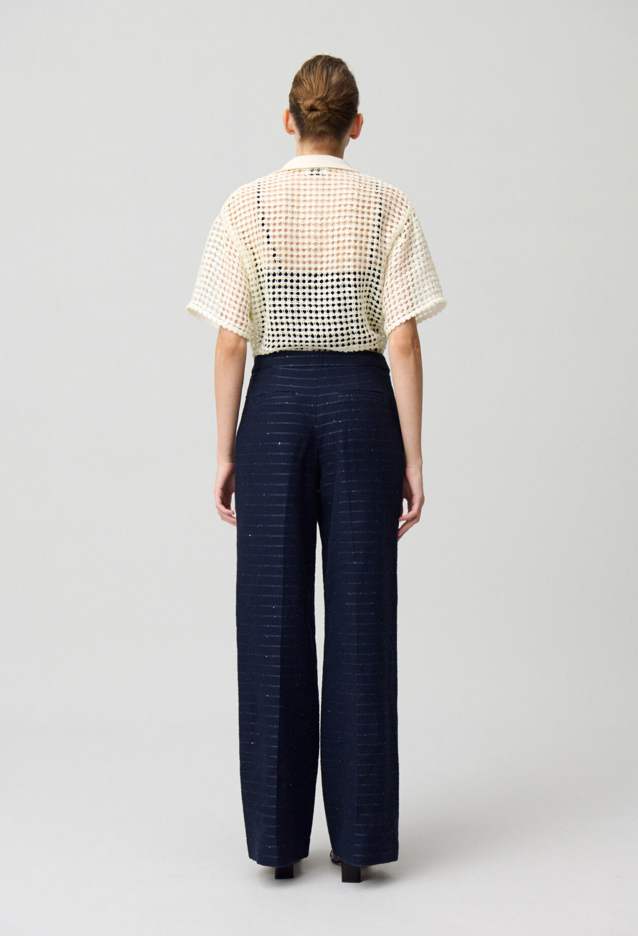 Pantalon droit rayé à pont