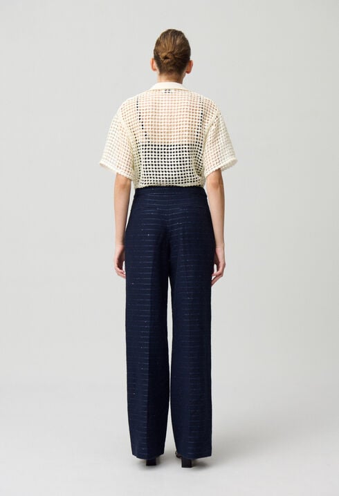 Pantalon droit rayé à pont