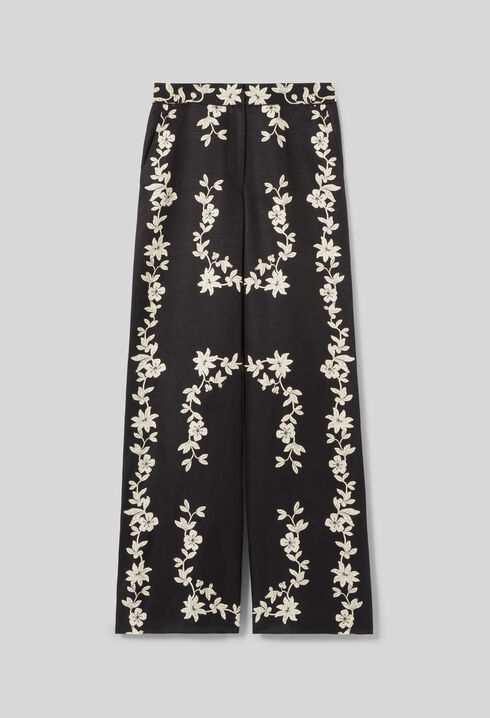 Floral wide-leg trousers