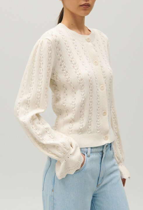 Cardigan maille écru