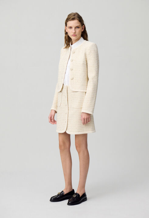 Jupe courte tweed boutonnée