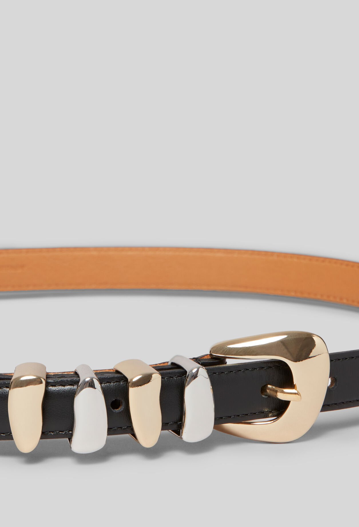 Leather Belt with Gold Buckle