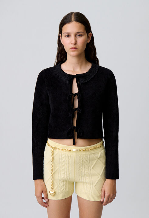 Cardigan maille velours