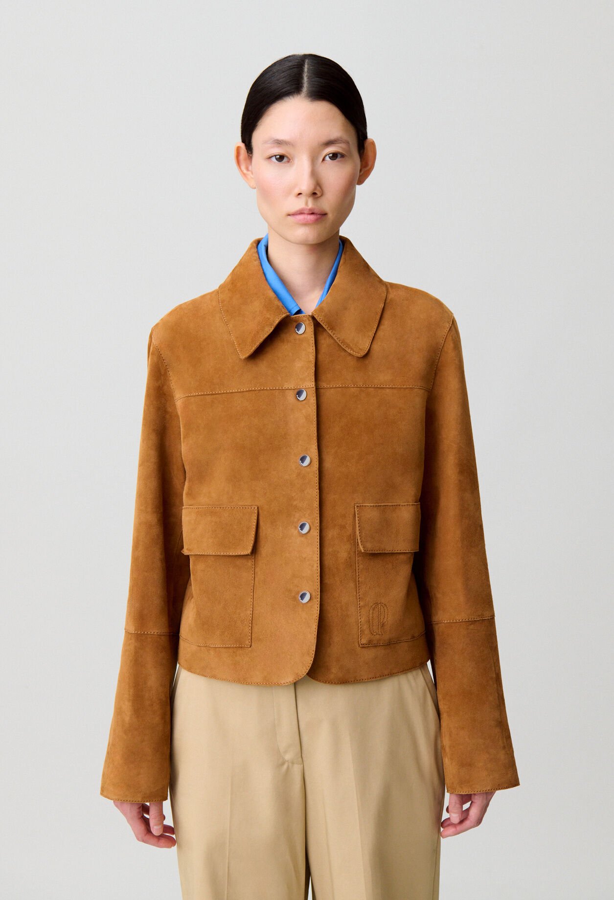 Veste cuir su&egrave;de