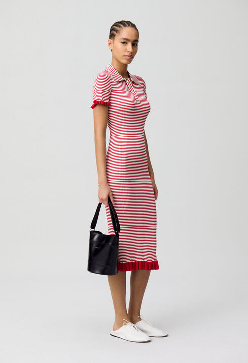 Robe longue maille fine rayée