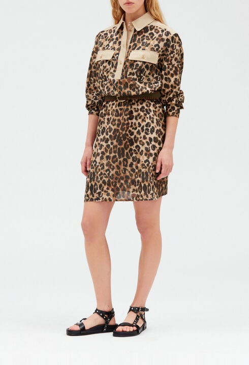 Leopard midi shirt dress