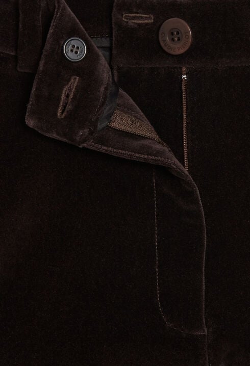 Pantalon tailleur velours chocolat