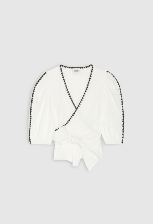 Blouse cache-cœur écrue