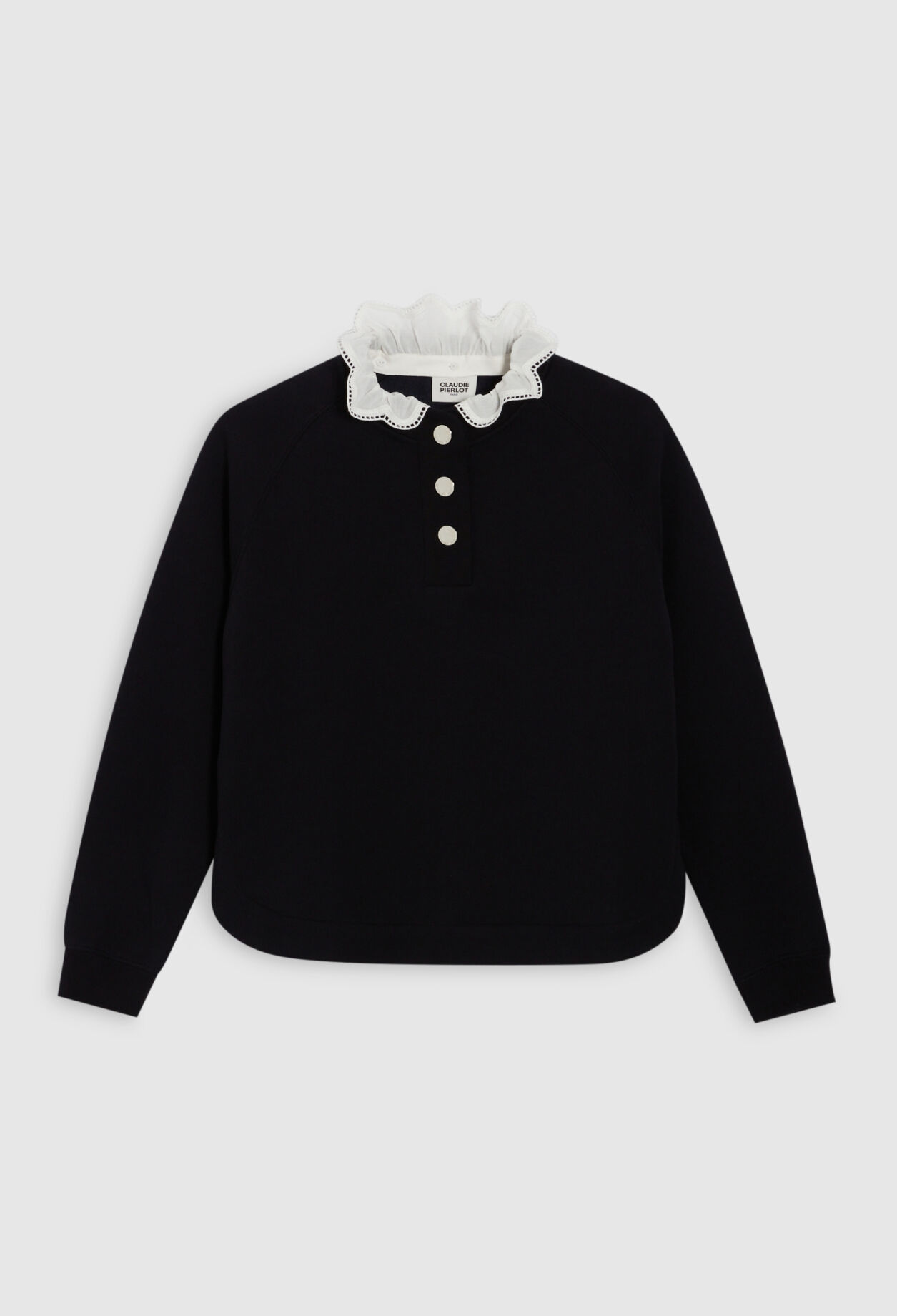 Navy sweatshirt with removable collar