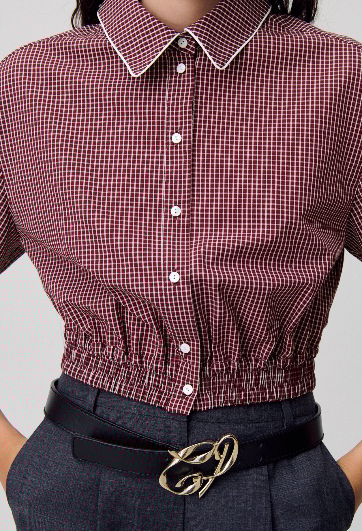 Short checked shirt