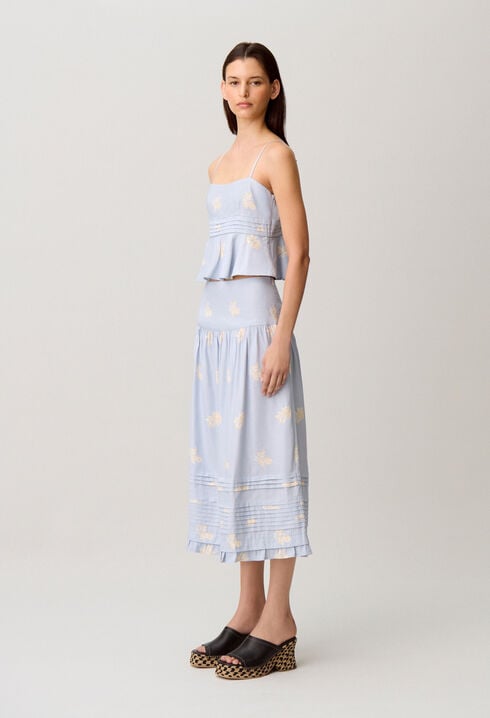 Jupe midi fleurs