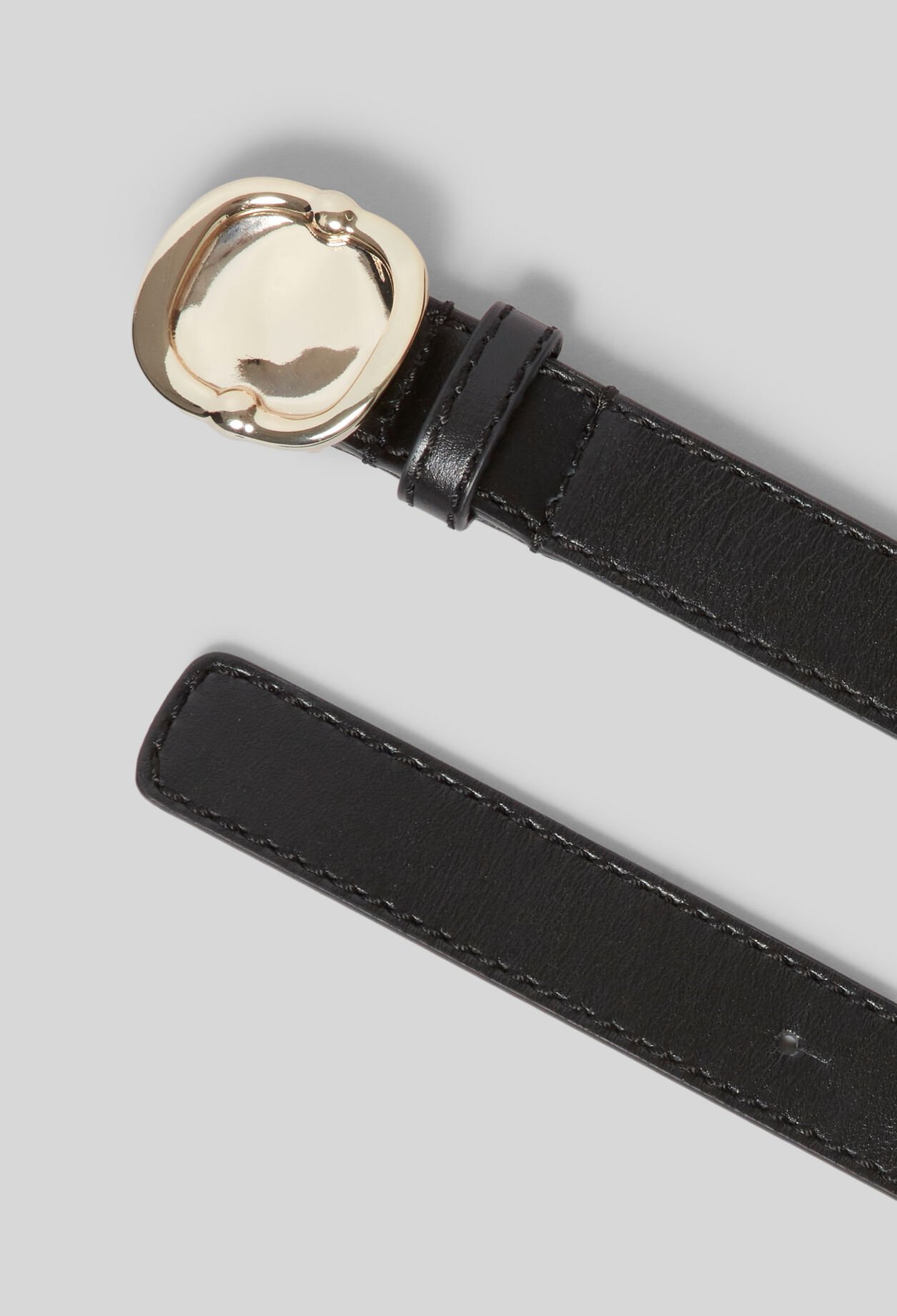 Leather Belt with Gold Buckle