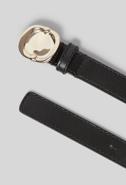 Leather Belt with Gold Buckle